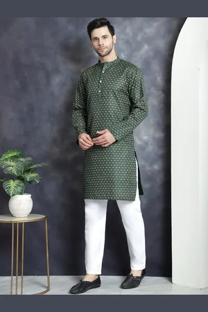 Floral Printed Mandarin Collar Straight Kurta With Pyjama