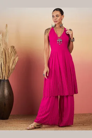 Schiffli A-Line Kurta With Sharara