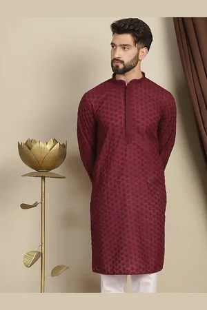 Floral Embroidered Thread Work Pure Cotton Straight Kurta