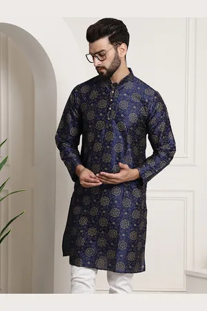 Floral Printed Mandarin Collar Straight Kurta