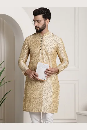 Floral Printed Mandarin Collar Long Sleeves Straight Kurta