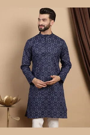 Abstract Printed Mandarin Collar Pure Cotton Straight Kurta